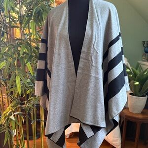 Gray and Black Reversible Striped Women's Shawl / Wrap